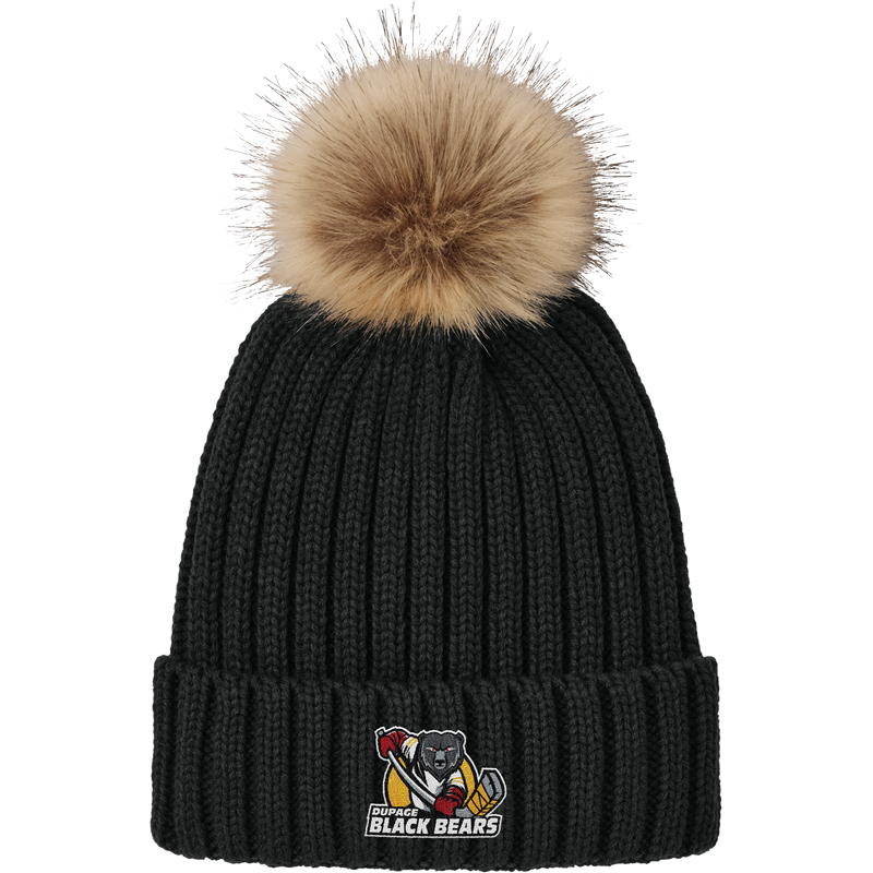 Dupage Black Bears Faux Fur Pom Beanie